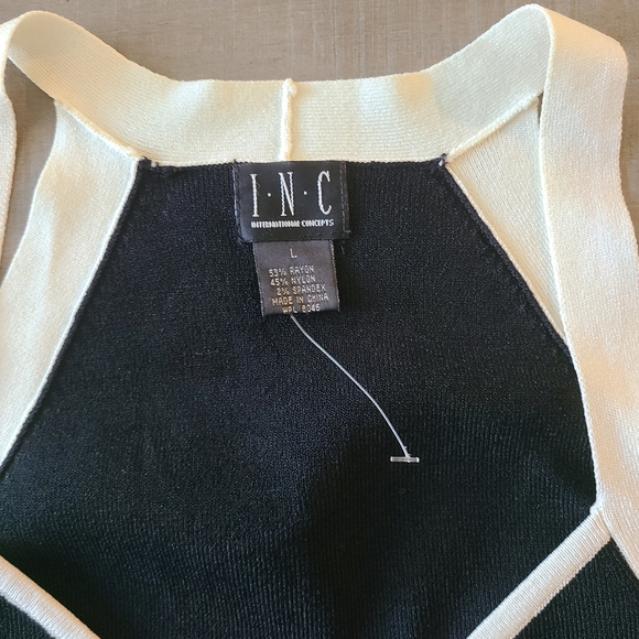 INC Black and Off-White Tank Top - size Large - Picture 6 of 9